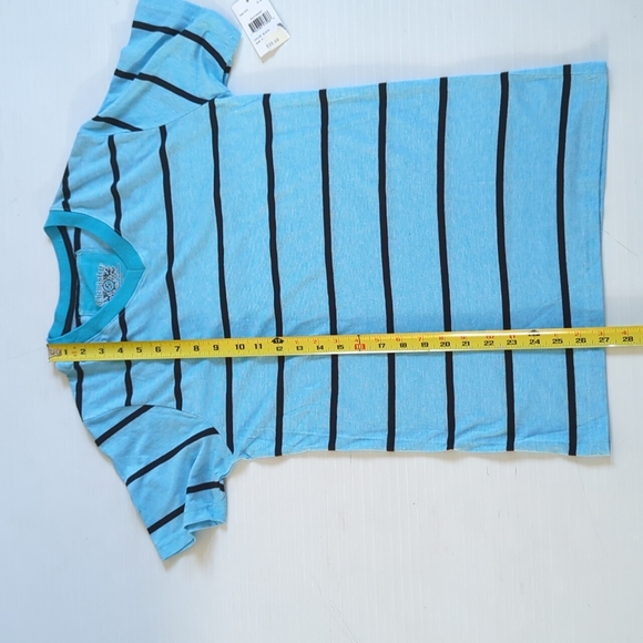 Blue Black Striped Men's Shirt Size Small V Neck Short Sleeve NWT - Picture 5 of 7